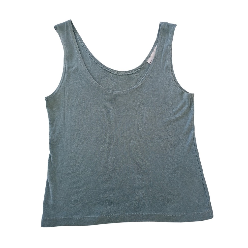 Bryn Walker Tank Top S Blue Tencel Cotton Scoop Neck Sleeveless Made USA
